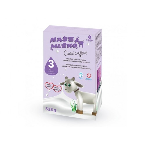 Goldim Naše mléko 3 batol. Výživa z kozieho mlieka 12 m+ 525 g